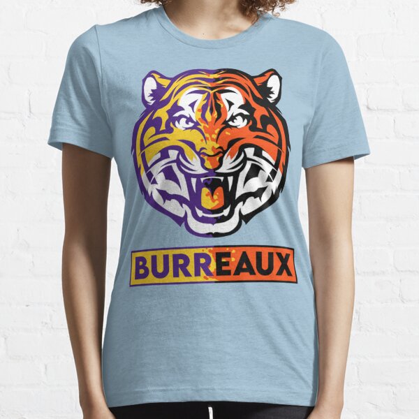 CreativeCamellia Geaux Burreaux Orange and Purple Split Tiger Football Championship Game Sweatshirt, Louisiana Tigers Jeaux Burreuax Football Graphic Tee