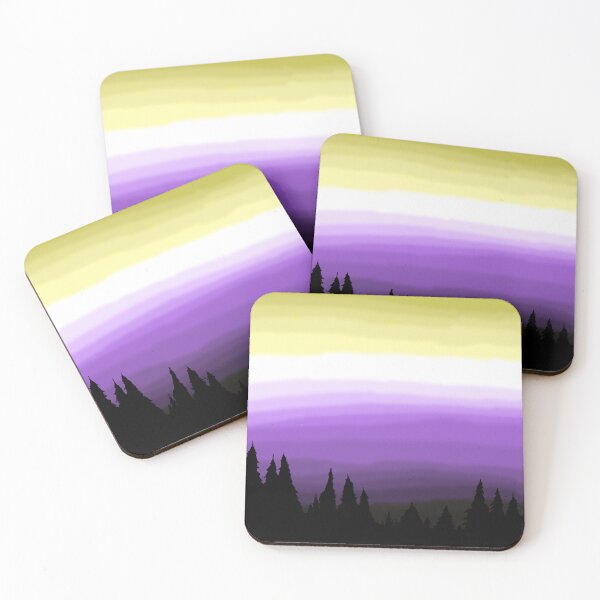 Item preview, Non-binary flag forest silhouette  designed and sold by faolansforge.