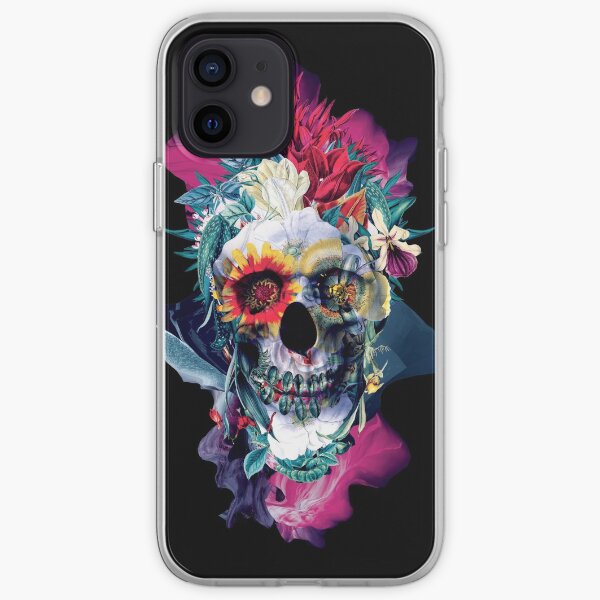 Floral Skull Blue iPhone Soft Case