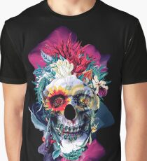 Floral Skull Blue Graphic T-Shirt