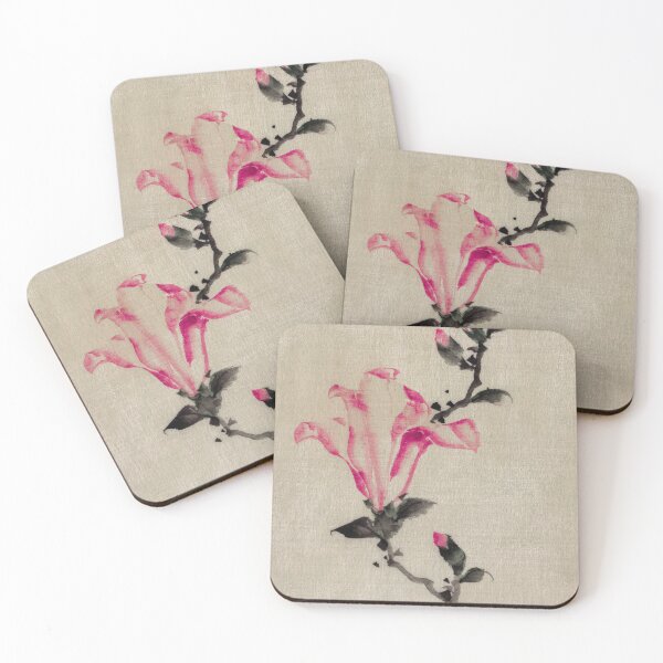 Item preview, Large Pink Blossom on a Stem with Three Additional Buds by Katsushika Hokusai designed and sold by kimmary0.
