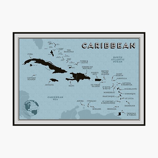Map of the Caribbean islands Photographic Print