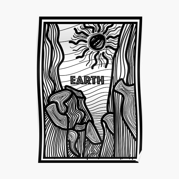 "Original black and white illustration, Earth line drawings, Digital
