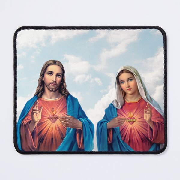 Item preview, Sacred and Immaculate Hearts (Jesus and Mary) with sky background designed and sold by Brasilia.