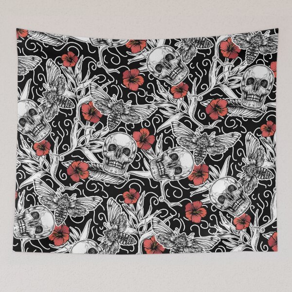 Item preview, Moth, skulls and flowers designed and sold by fakeface.