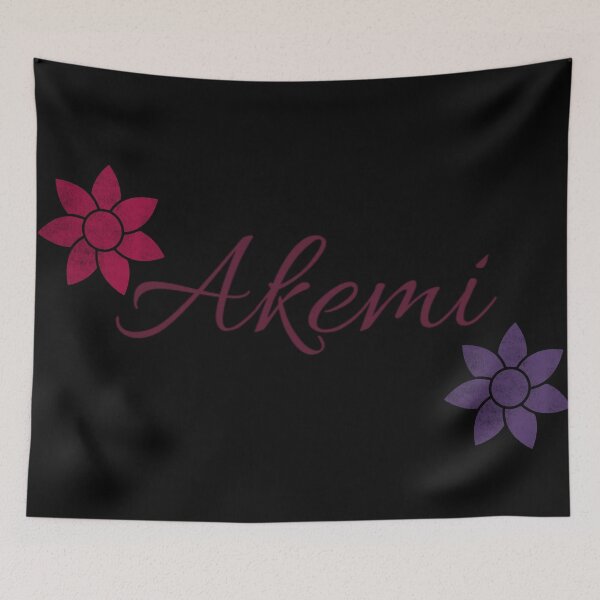 Artikelvorschau, Akemi Blumennamen-Kalligraphie-Design, schwarze Version entworfen und verkauft von Cora Gregory.