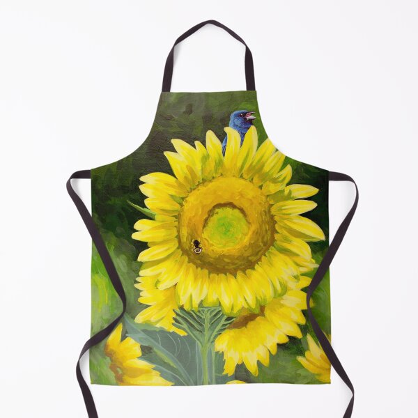 Item preview, Ukraine Fundraiser, Indigo Bunting on Sunflower designed and sold by LauraWolfArtist.
