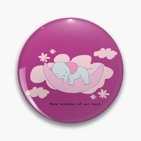 Item preview, New Member Of Our Herd - Cute Cartoon Baby Elephant - Lying On A Crescent Moon - Pink designed and sold by LMcDs.