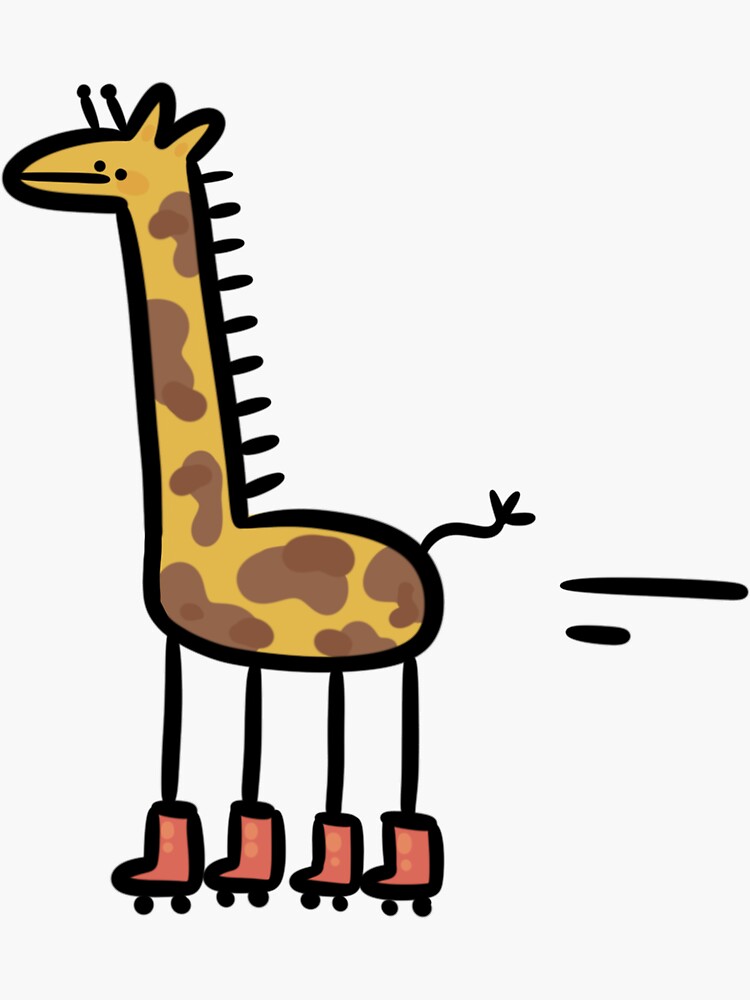 “giraffe with roller skates” Sticker for Sale by SalmonDraws28 | Redbubble