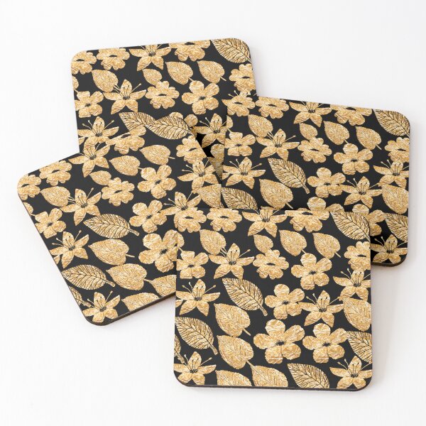 Item preview,  golden flowers gold pattern floral designed and sold by Tshirtk.