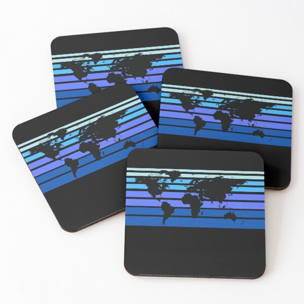 Item preview, World  Map  Blue Ombre Stripes designed and sold by BlakefourDesign.