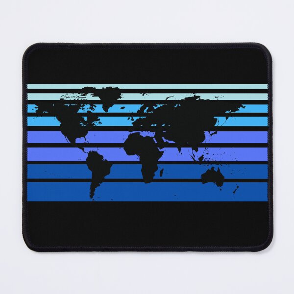 Item preview, World  Map  Blue Ombre Stripes designed and sold by BlakefourDesign.