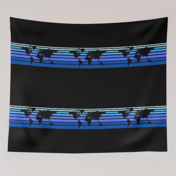 Item preview, World  Map  Blue Ombre Stripes designed and sold by BlakefourDesign.