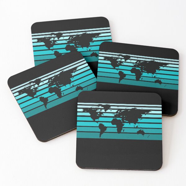 Item preview, World Map Teal Ombre Stripes designed and sold by BlakefourDesign.