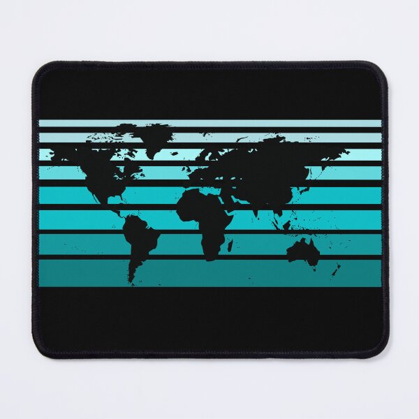 Item preview, World Map Teal Ombre Stripes designed and sold by BlakefourDesign.