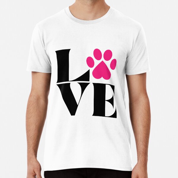 Love with Paw Print and Heart Premium T-Shirt