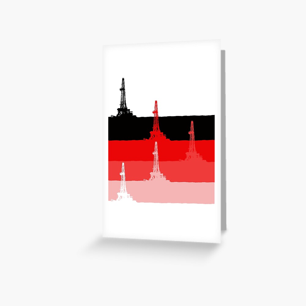 "Oil Drilling Rigs Red" Greeting Card by Katexdes Redbubble