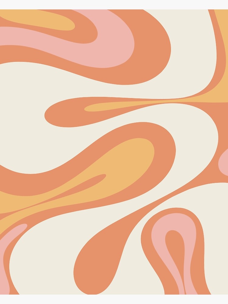Mellow Flow Retro 60s 70s Abstract Pattern Blush Mustard