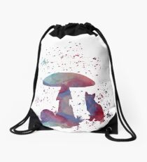 Mushroom Cat Drawstring Bag
