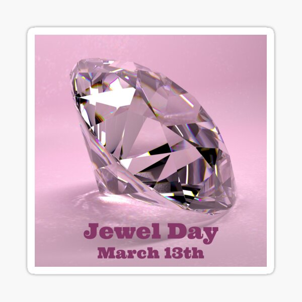 Pretty Diamond Jewel On Pink Background Jewel Day Design Sticker