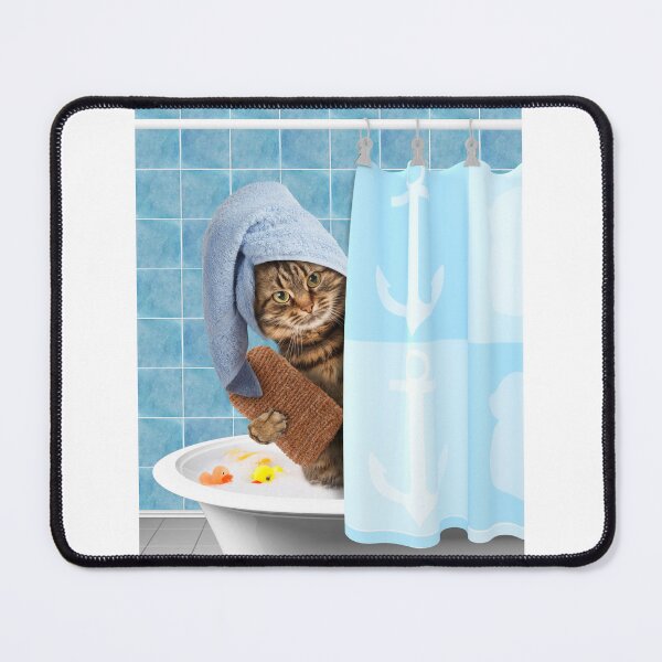 Item preview, Funny kitty cat in a shower with rubber duckies, Purrfect gifts for cat lovers designed and sold by Auntieck.