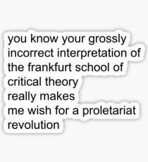 frankfurt school of critical theory Sticker