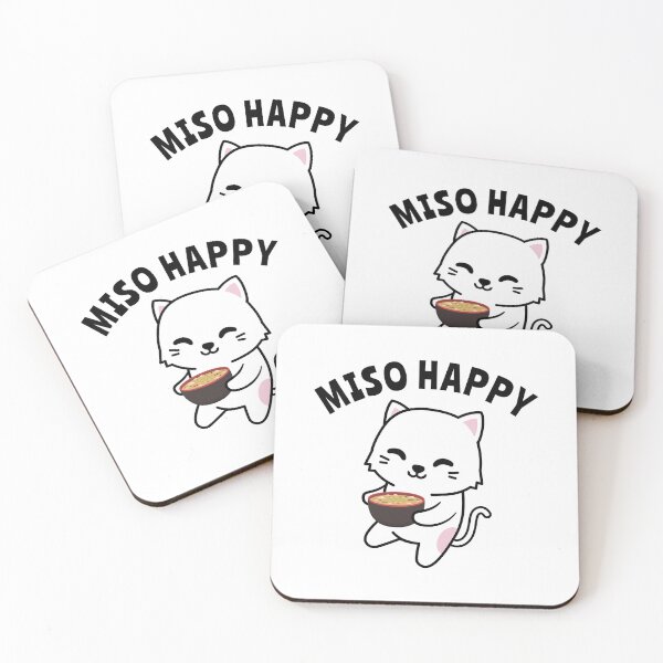 Item preview, Miso Happy - Cute Anime Cat Kawaii Pun designed and sold by EstelleStar.