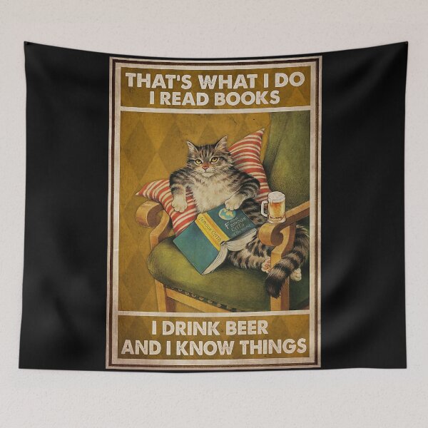 Item preview, Cat Read Books Drink Beer designed and sold by Sara Stovall.