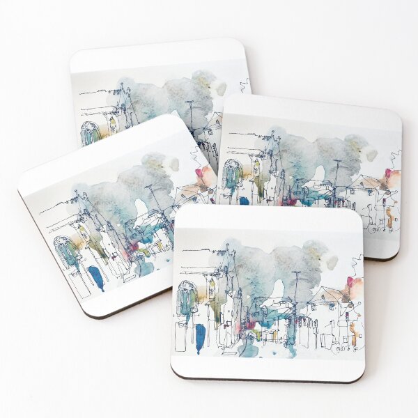 Item preview, Town - Abstract Watercolor Sketch Painting designed and sold by TeeBruh.