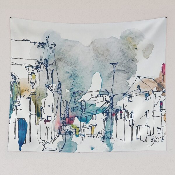 Item preview, Town - Abstract Watercolor Sketch Painting designed and sold by TeeBruh.