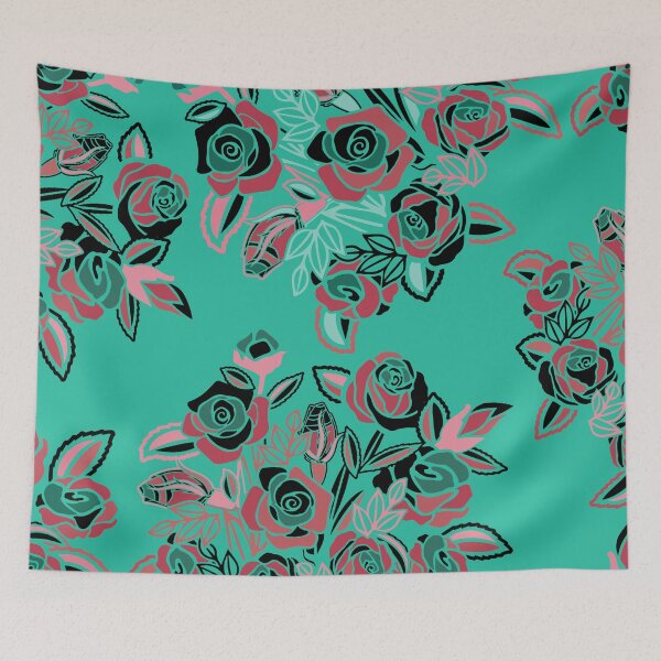 Item preview, Vintage Teal One Dozen Roses Please designed and sold by sunnthreads.