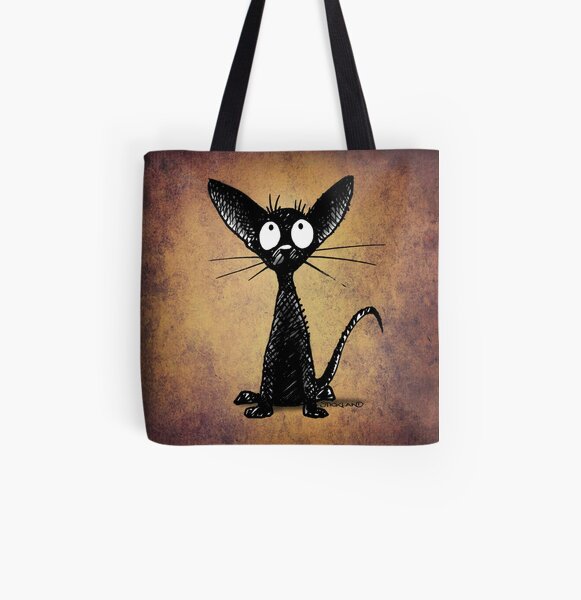 Lustige Schwarze Katze Auf Rosa Stofftasche Von Strangestore Redbubble