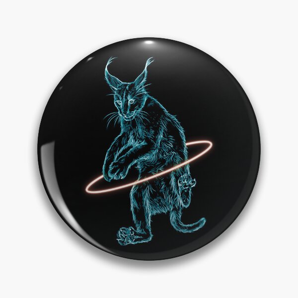 Item preview, Blue Green Neon Caracal Cat in Hula Hoop designed and sold by nimreninmu.