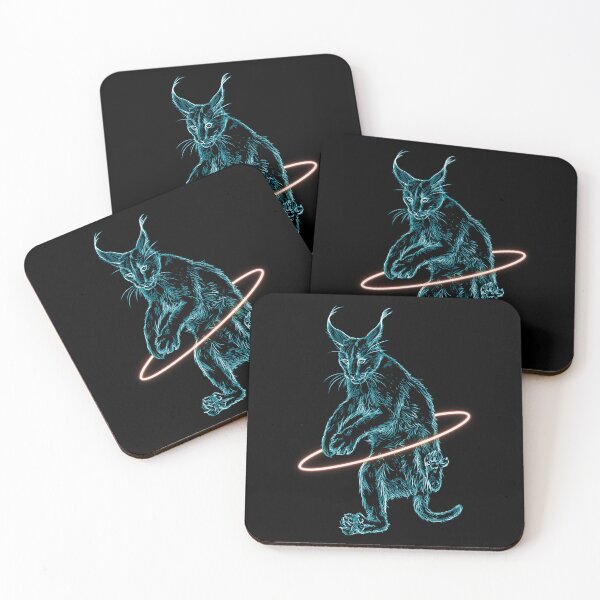 Item preview, Blue Green Neon Caracal Cat in Hula Hoop designed and sold by nimreninmu.