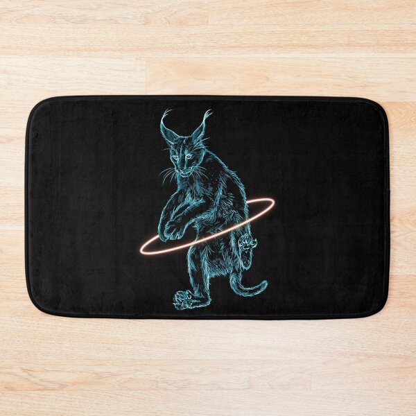 Item preview, Blue Green Neon Caracal Cat in Hula Hoop designed and sold by nimreninmu.