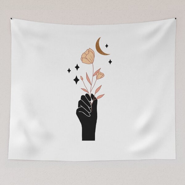 Artikelvorschau, Hand, Blumen, Mond und Funkeln entworfen und verkauft von BuddingRosecom.