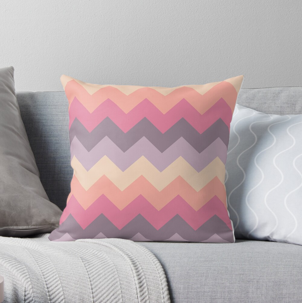 Zigzag Pattern Pastel Pink Lilac Peach Pale Yellow Throw