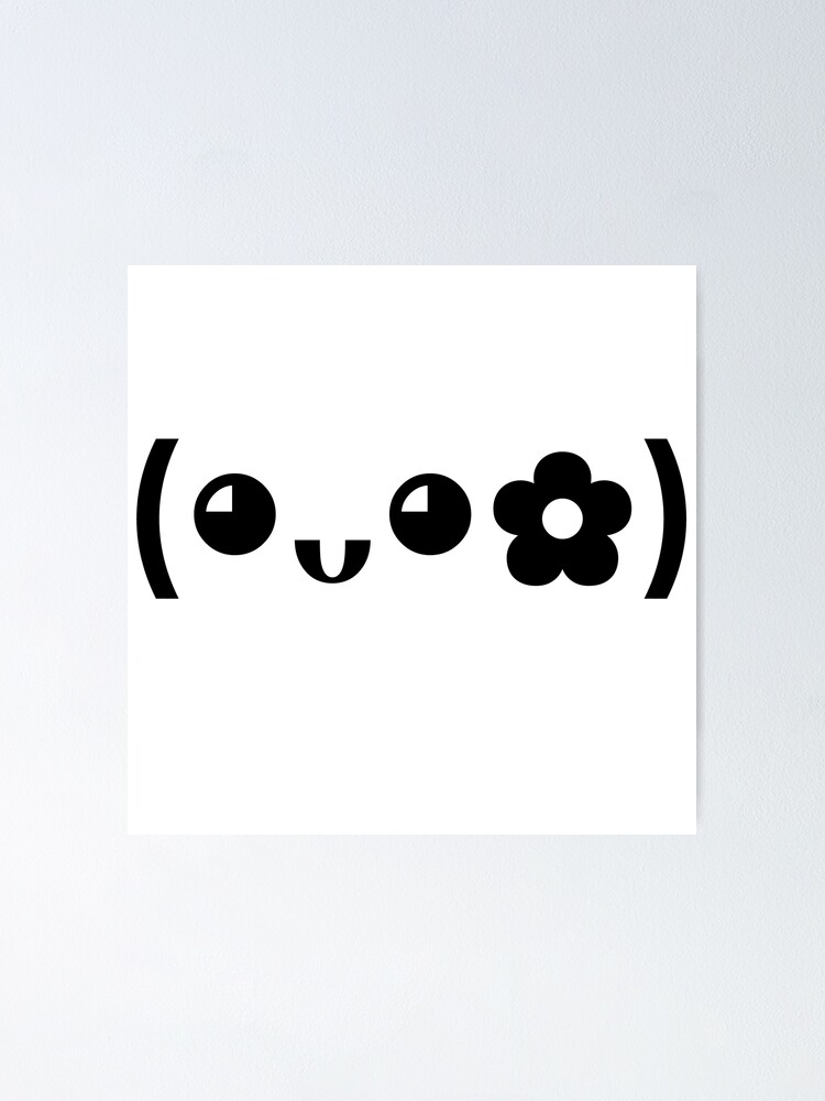 "Cute kaomoji with a flower black" Poster by SoftMaiot Redbubble