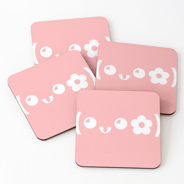 Item preview, Cute kaomoji with a white flower in a pink background designed and sold by Soft-Maiot.