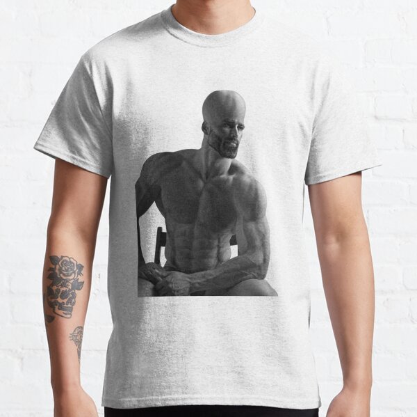 GIGA CHAD Meme Shirt Masculin YES Shirt Sharp Jaw Tight Abs 