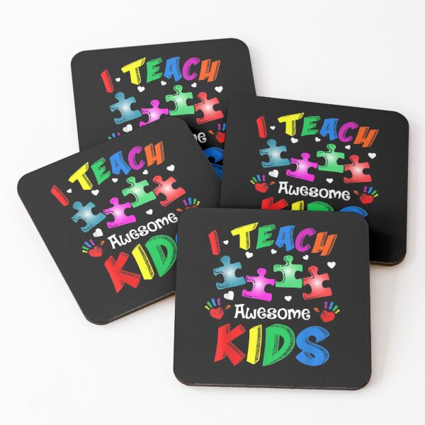Item preview, I Teach Awesome Kids Autism Awareness puzzle Teacher designed and sold by johnsimonart.