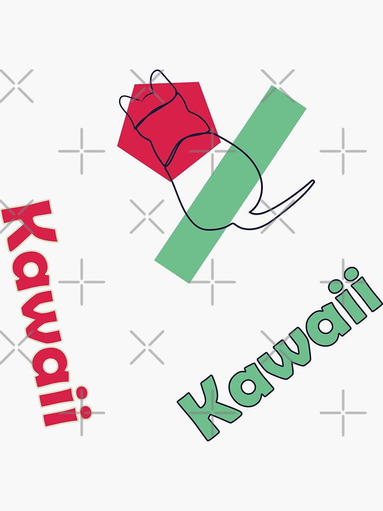 "Kawaii One Line Art Colorful Cat" Sticker by MutismMerch Redbubble