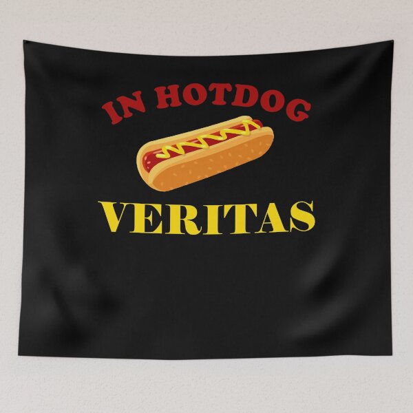 Artikelvorschau, In Hotdog veritas - lustiger Akademiker Grill Spruch entworfen und verkauft von VitoTDesign.