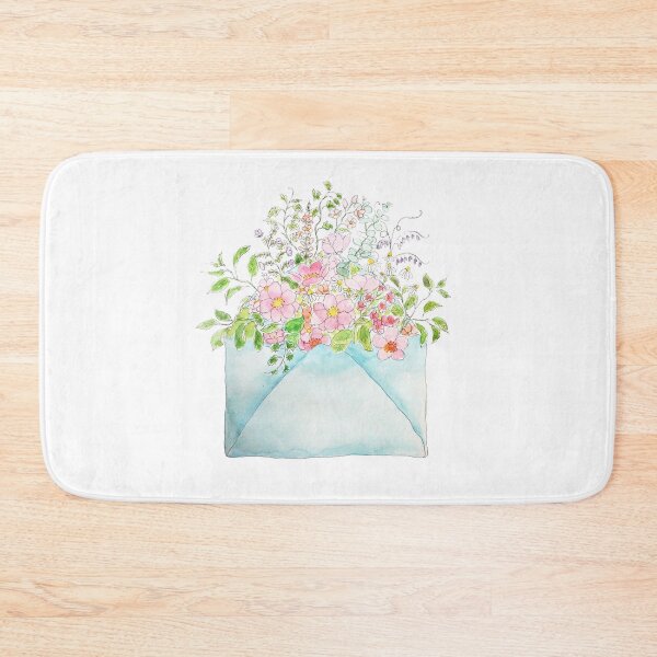 Item preview, hand painted pink flowers in blue envelop ink and watercolor  designed and sold by ColorandColor.
