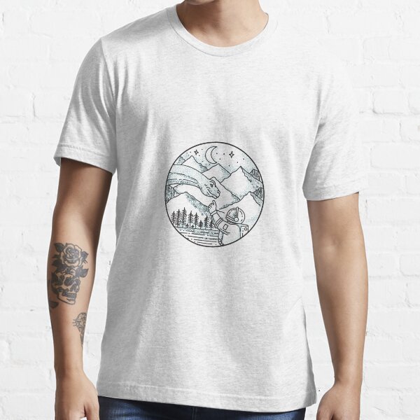 Item preview, Brontosaurus Astronaut Mountain Circle Tattoo designed and sold by patrimonio.