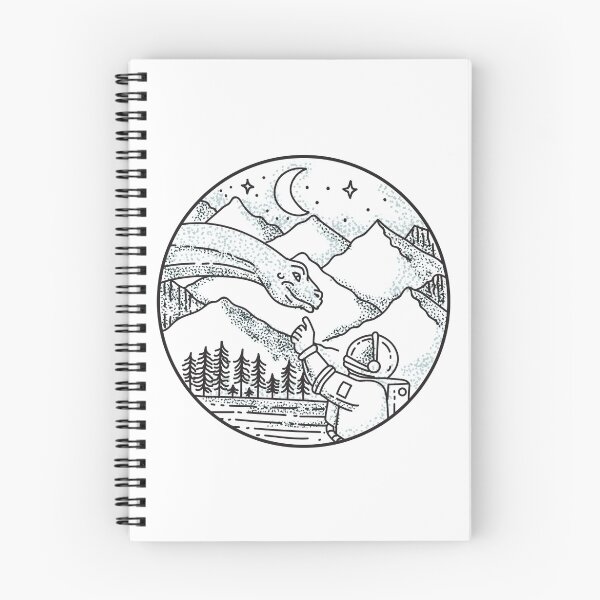Item preview, Brontosaurus Astronaut Mountain Circle Tattoo designed and sold by patrimonio.