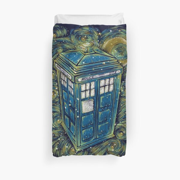 The Doctor in the starry night Duvet Cover