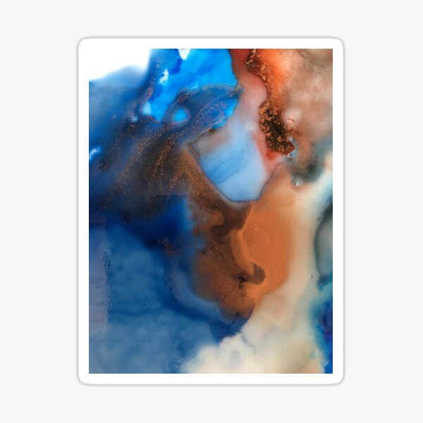Ink blots copper and red Sticker