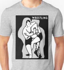 Black and White Vintage Wrestling Vector Graphic Unisex T-Shirt