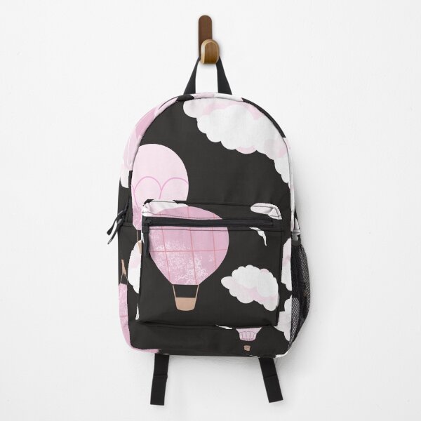 Item preview, Hot Air Balloon Sky with Clouds (pink-black) designed and sold by Dorina Larsdotter.